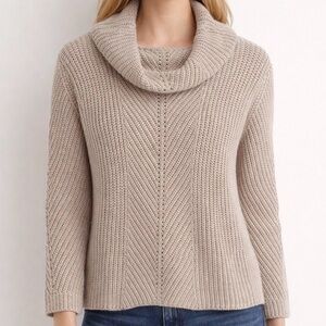 NAF NAF Paris Pullover Sweater Womens Medium Chinky Knit Basketweave Beige Cozy